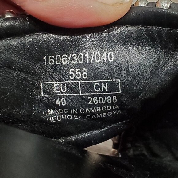 Zara Black Silver Studded Cross Strap Slides Womens 9 Open Toe Slip On Sandals - Picture 10 of 15